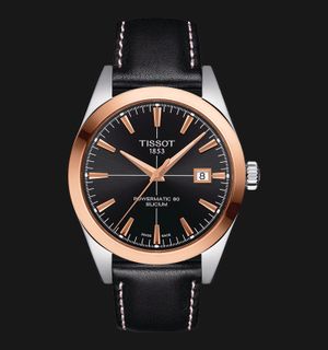 Tissot Gentleman Powermatic 80 Silicium Solid 18K Gold Bezel 40 mm T927.407.46.051.00 Leather Strap