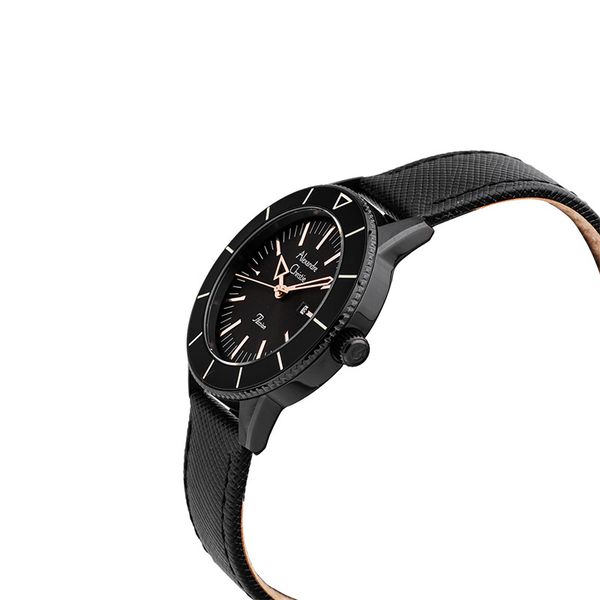 Alexandre Christie Passion AC 5002 LD LIPBARG Ladies Black Dial Black Leather Strap
