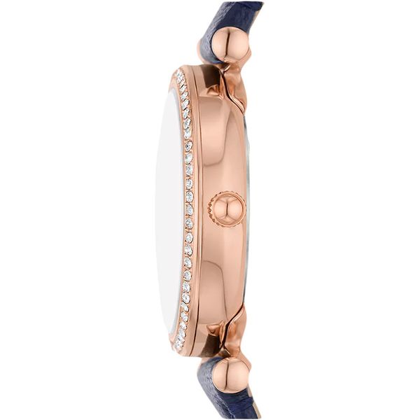 Fossil Carlie ES5295 Ladies Silver Dial Blue Leather Strap