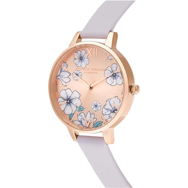 Olivia Burton Floral OB16AN03 Groovy Blooms Rose Gold Sunray Dial Violet Leather Strap