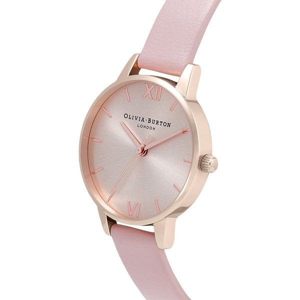 Olivia Burton The England OB16EN14 Pale Rose Gold Sunray Dial Dusty Pink Leather Strap
