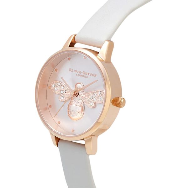 Olivia Burton Wonderland OBGSET166 Blush Sunray Dial Grey Leather Strap + Gift Set
