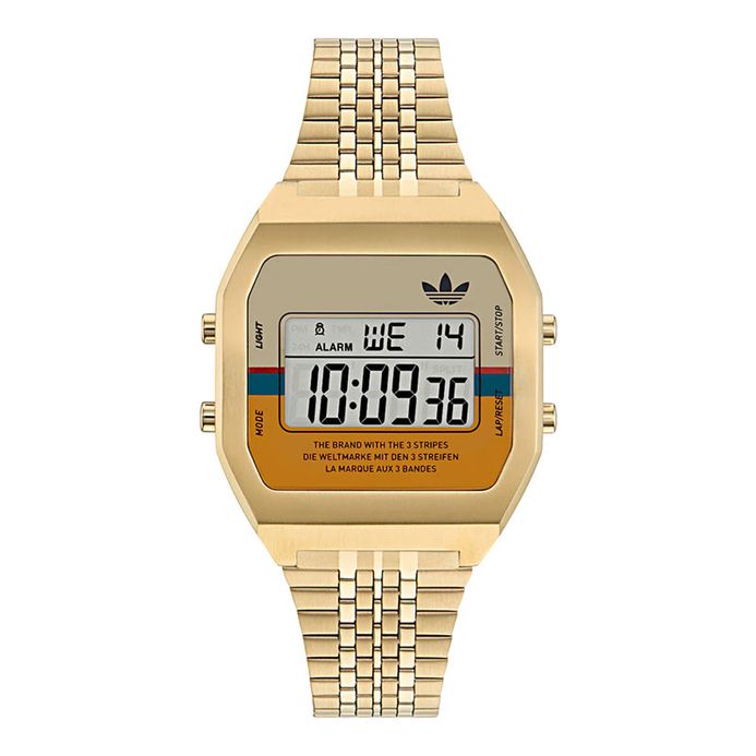 Adidas AOST23555 Street Digital Dial Gold Stainless Steel Strap