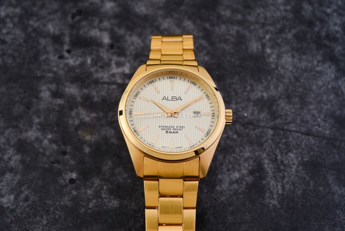 Alba Prestige AG8384X1 Gold Dial Gold Stainless Steel Strap