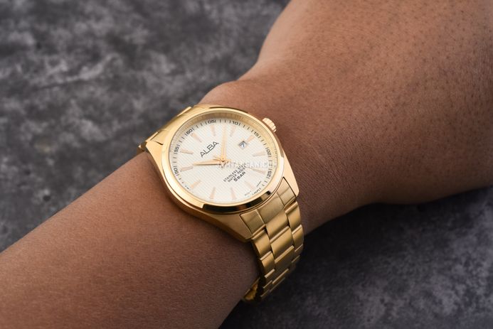 Alba Prestige AG8384X1 Gold Dial Gold Stainless Steel Strap