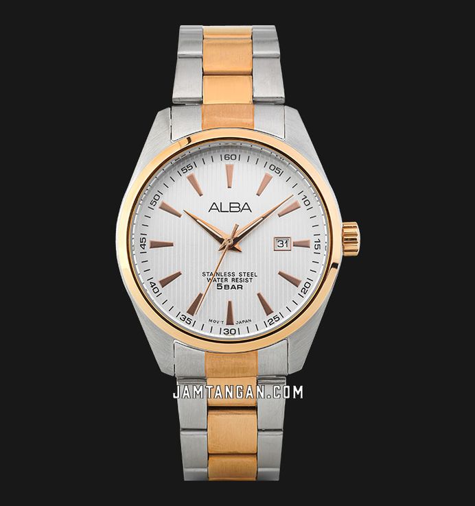 Alba Fashion AG8394X1 Men Silver Dial Dual Tone Stainless Steel Strap