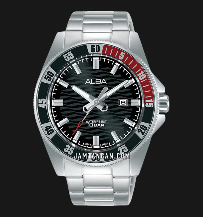 Alba Active AG8L97X1 Men Black Patterned Dial Stainless Steel Strap