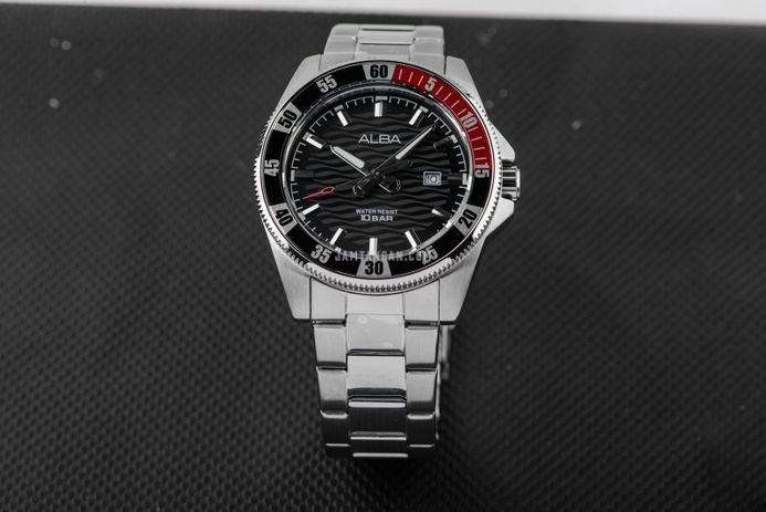 Alba Active AG8L97X1 Men Black Patterned Dial Stainless Steel Strap