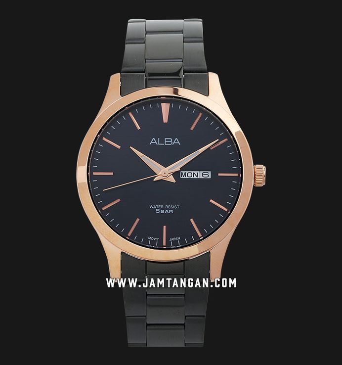 Alba AJ6122X1 Men Black Dial Black Stainless Steel Strap