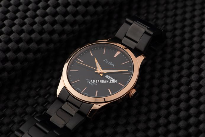 Alba AJ6122X1 Men Black Dial Black Stainless Steel Strap