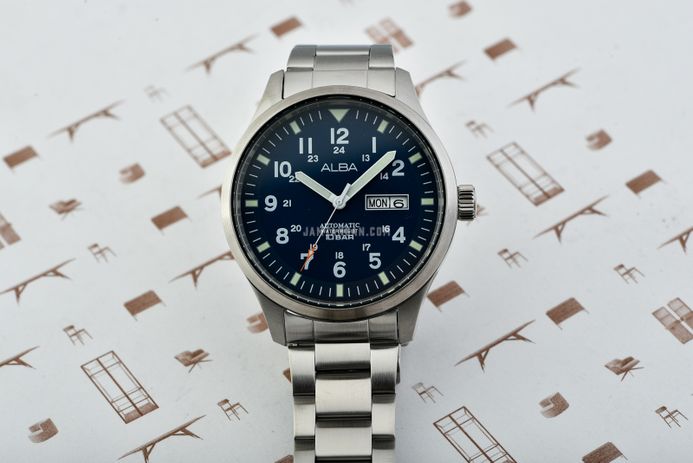 Alba Mechanical Field Military AL4211X1 Men Blue Dial Stainless Steel Strap