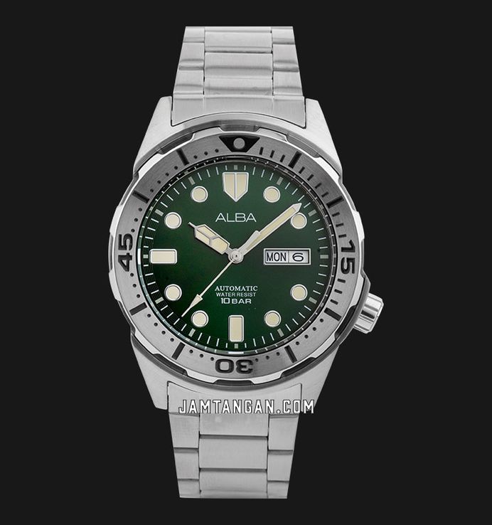 Alba Mechanical AL4371X1 Men Green Dial Stainless Steel Strap
