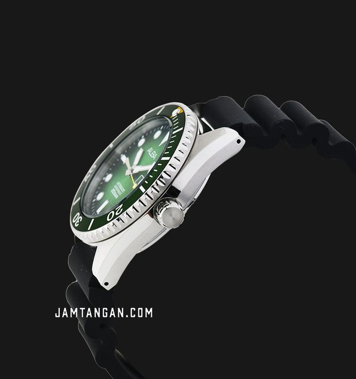Alba Mechanical AL4441X1 Automatic Men Green Black Gradation Patterned Dial Black Silicone Strap