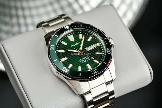 Alba Mechanical AL4449X1 Automatic Men Green Patterned Dial Stainless Steel Strap