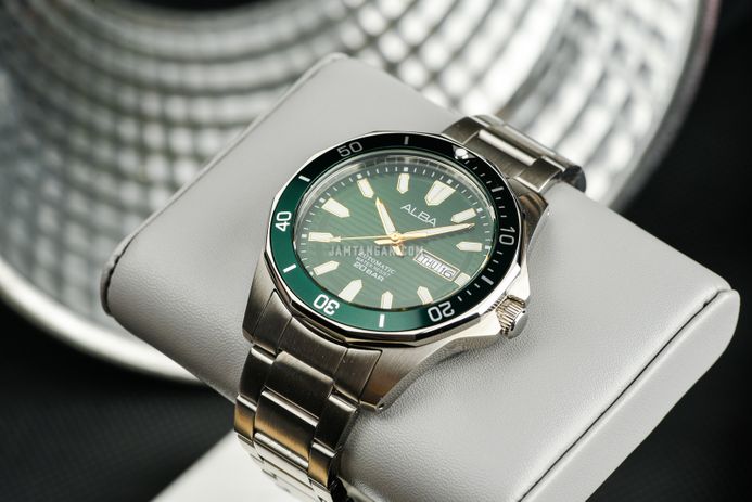 Alba Mechanical AL4449X1 Automatic Men Green Patterned Dial Stainless Steel Strap