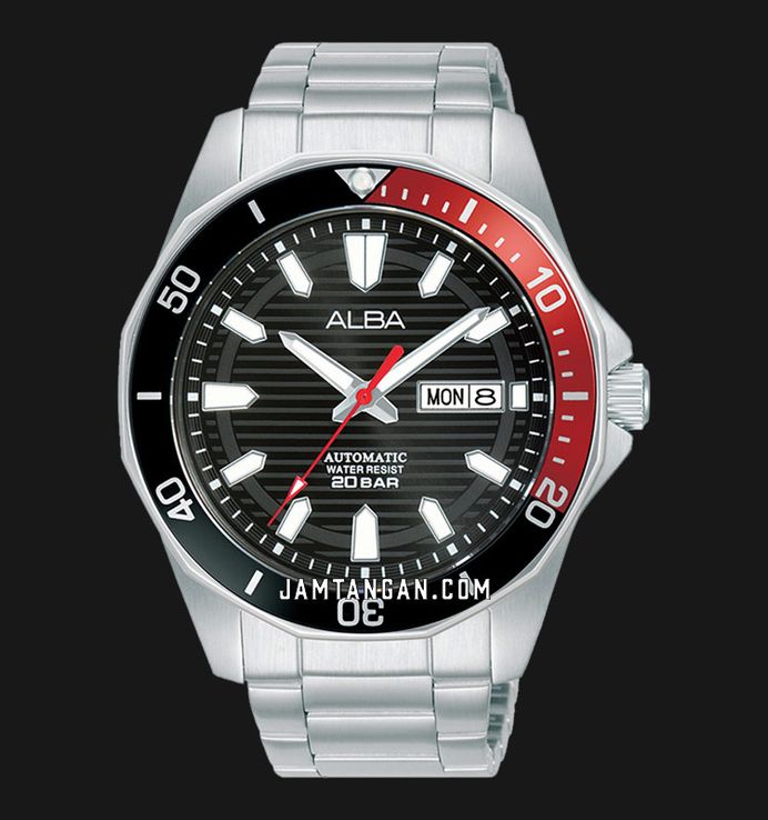 Alba Mechanical AL4457X1 Automatic Men Black Patterned Dial Stainless Steel Strap