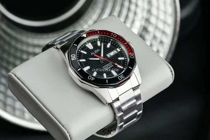 Alba Mechanical AL4457X1 Automatic Men Black Patterned Dial Stainless Steel Strap