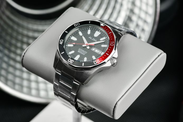 Alba Mechanical AL4457X1 Automatic Men Black Patterned Dial Stainless Steel Strap