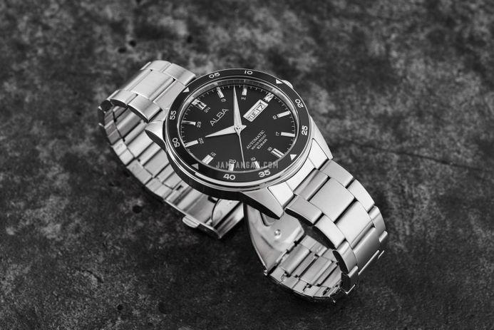 Alba Mechanical AL4595X1 Automatic Men Black Dial Stainless Steel Strap