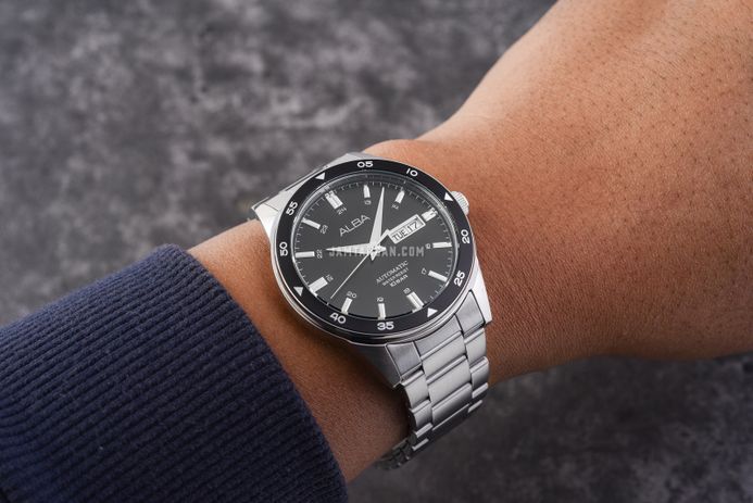 Alba Mechanical AL4595X1 Automatic Men Black Dial Stainless Steel Strap