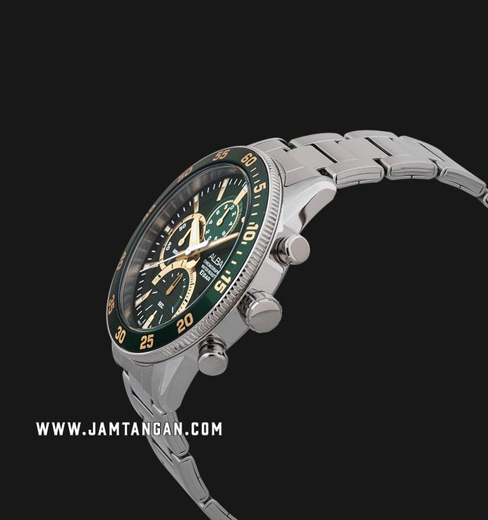 Alba Active AM3889X1 Chronograph Men Green Dial Stainless Steel Strap