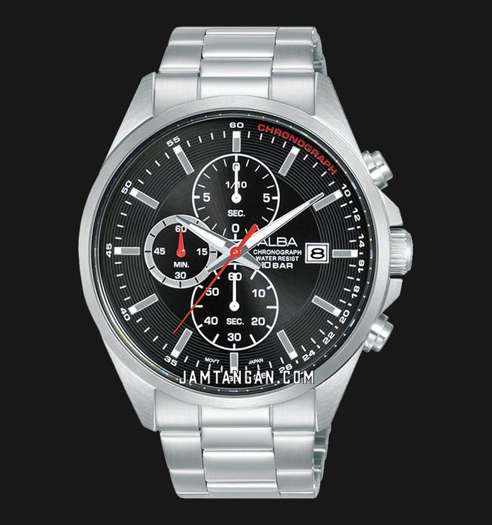 Alba Active AM3943X1 Men Chronograph Black Dial Stainless Steel Strap