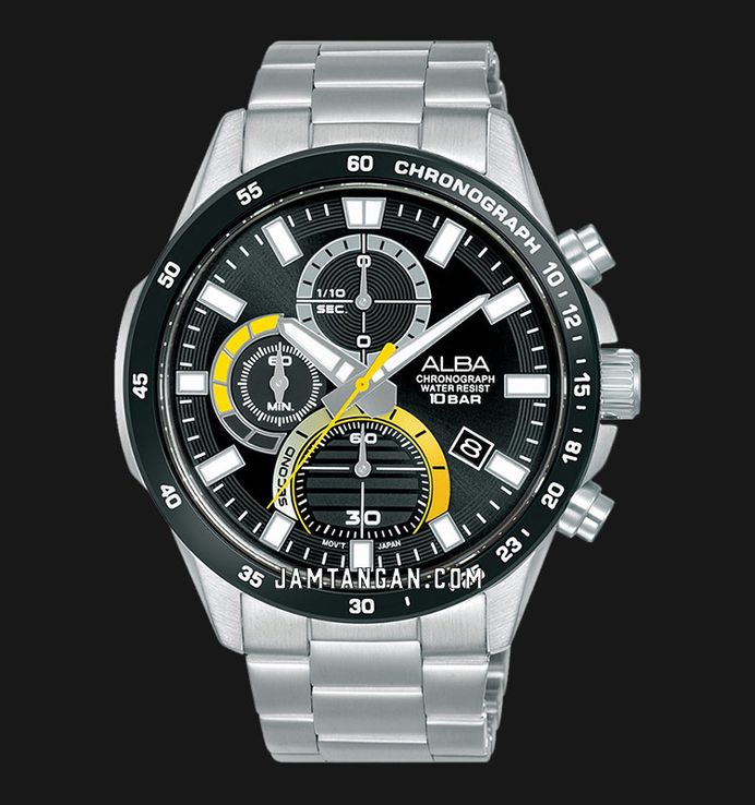 Alba Active AM3963X1 Chronograph Men Black Dial Stainless Steel Strap