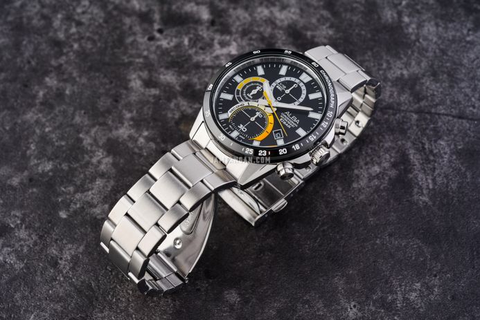 Alba Active AM3963X1 Chronograph Men Black Dial Stainless Steel Strap