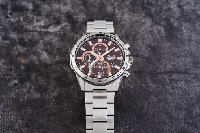 Alba Active AM3967X1 Chronograph Men Brown Dial Stainless Steel Strap