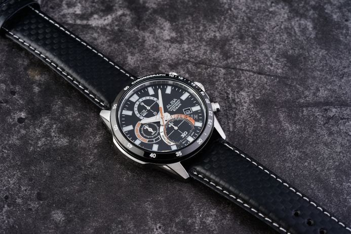 Alba Active AM3975X1 Chronograph Men Black Dial Black Leather Strap