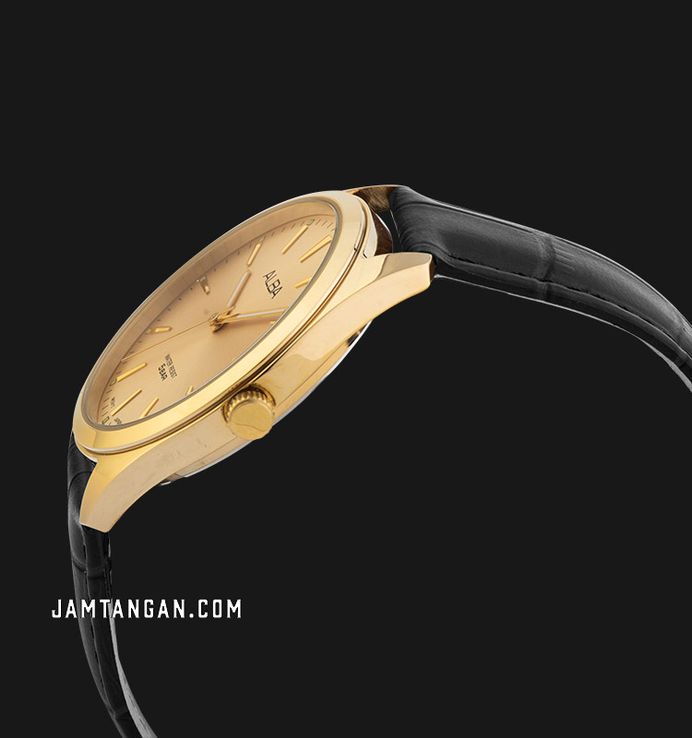 Alba ARX122X1 Men Gold Dial Black Leather Strap