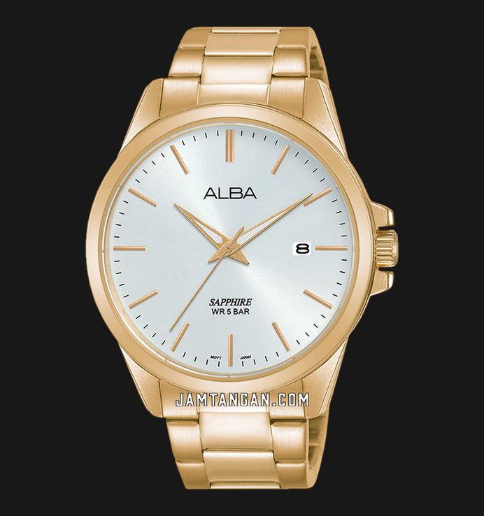 Alba Prestige AS9H98X1 Men Silver Dial Gold Stainless Steel Strap