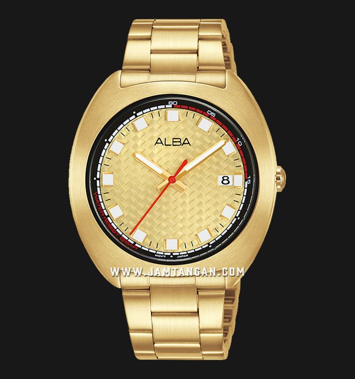 Alba Fashion AS9K80X1 Men Gold Dial Gold Stainless Steel Strap