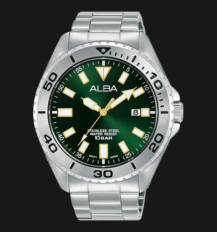 Alba Active AS9Q41X1 Men Green Dial Stainless Steel Strap