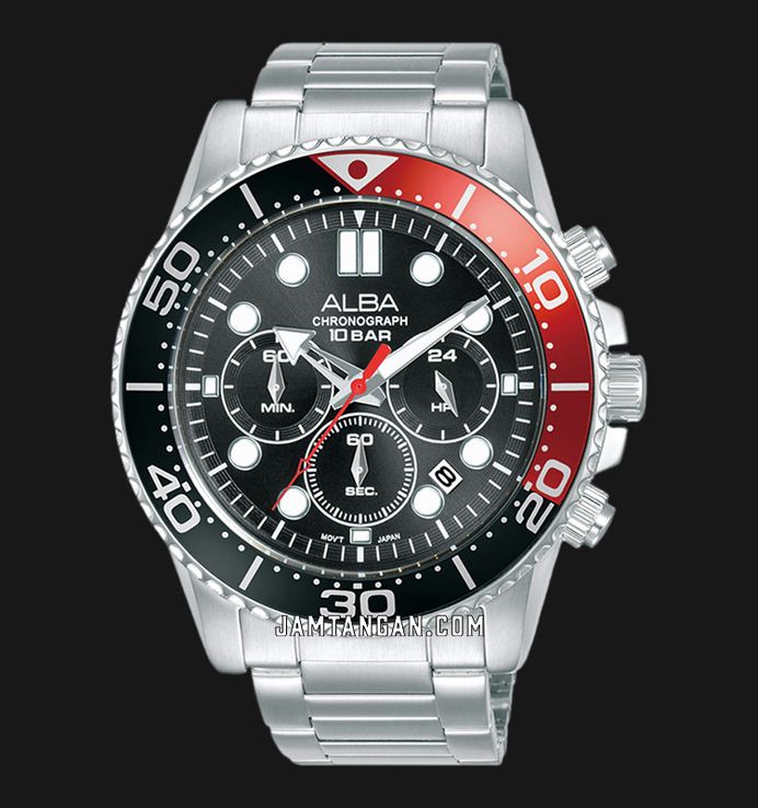 Alba Active AT3J37X1 Men Chronograph Black Dial Stainless Steel Strap