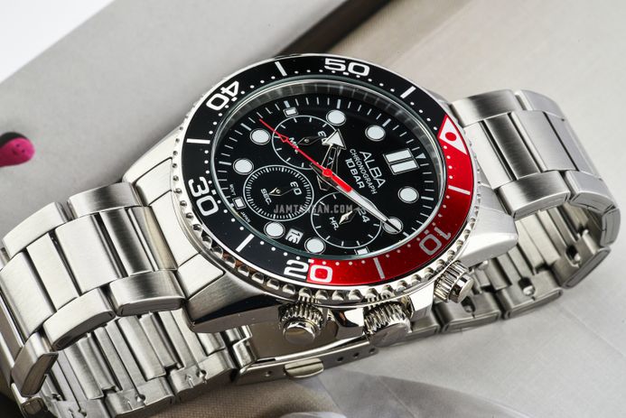 Alba Active AT3J37X1 Men Chronograph Black Dial Stainless Steel Strap