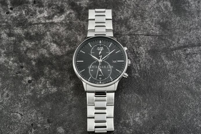 Alba Prestige AW4003X1 Men Chronograph Black Pattern Dial Stainless Steel Strap