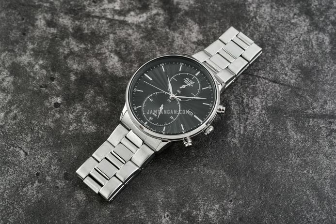 Alba Prestige AW4003X1 Men Chronograph Black Pattern Dial Stainless Steel Strap