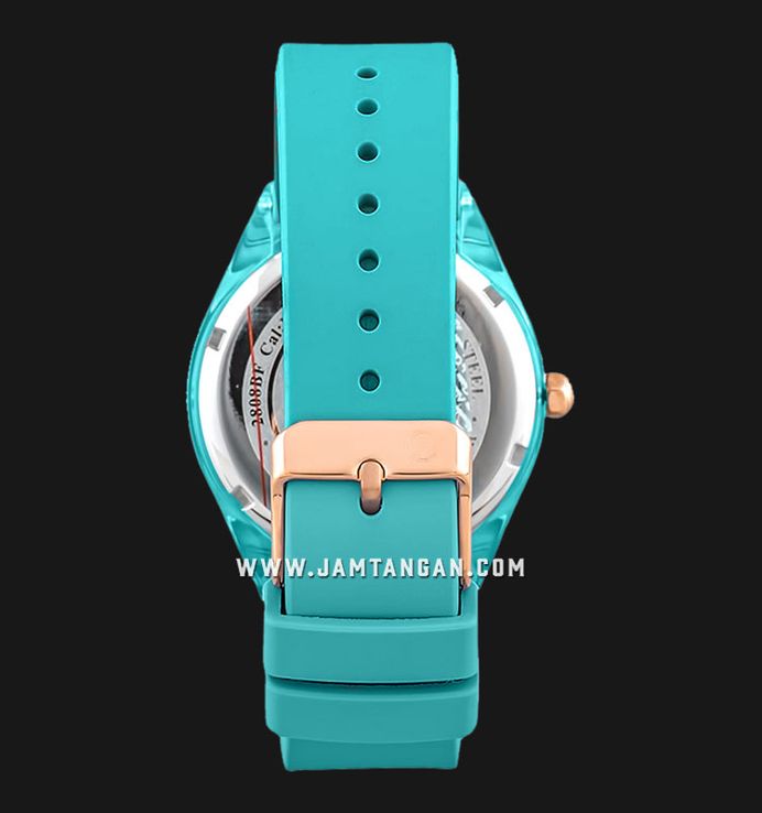 Alexandre Christie Multifunction AC 2808 BF RRGGN Ladies Green Dial Green Solid Rubber Strap