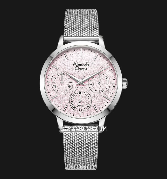 Alexandre Christie Passion AC 2B25 BF BSSLK Ladies Glitter Pink Dial Mesh Strap