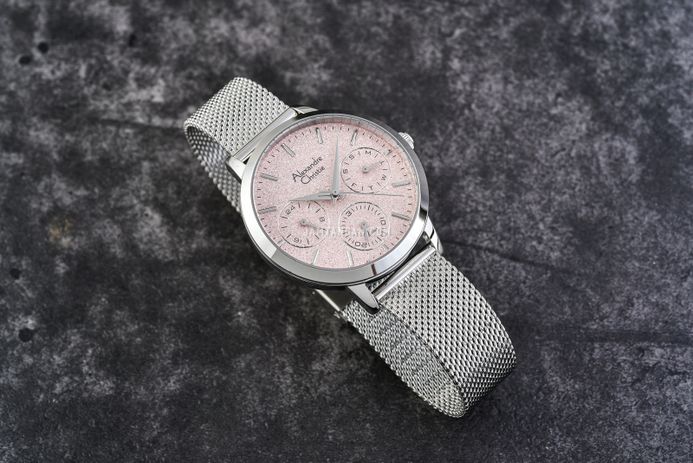 Alexandre Christie Passion AC 2B25 BF BSSLK Ladies Glitter Pink Dial Mesh Strap