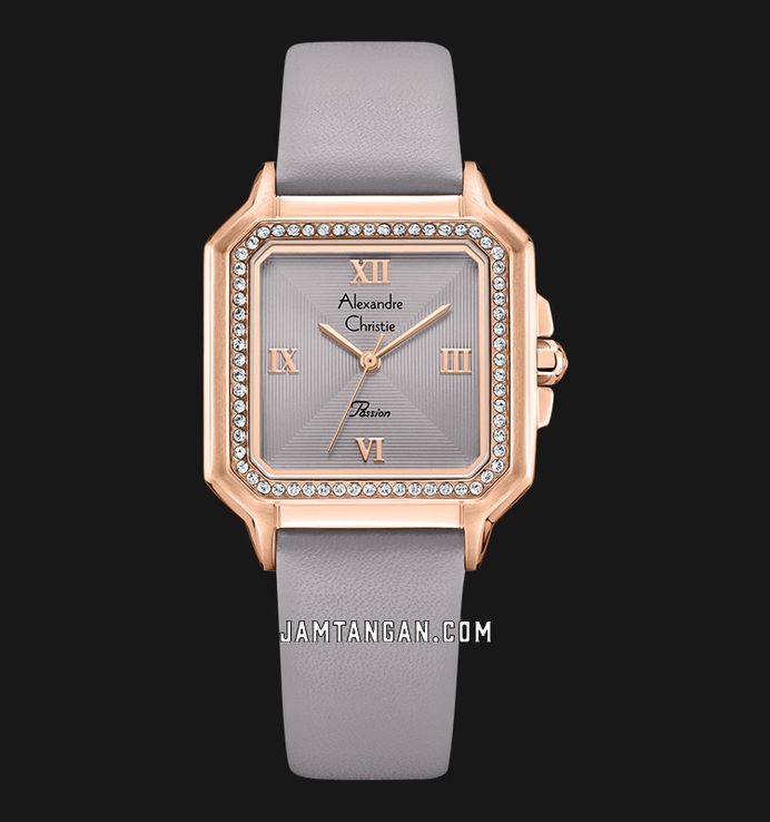 Alexandre Christie Passion AC 2B32 LH LRGPU Ladies Grey Dial Grey Leather Strap