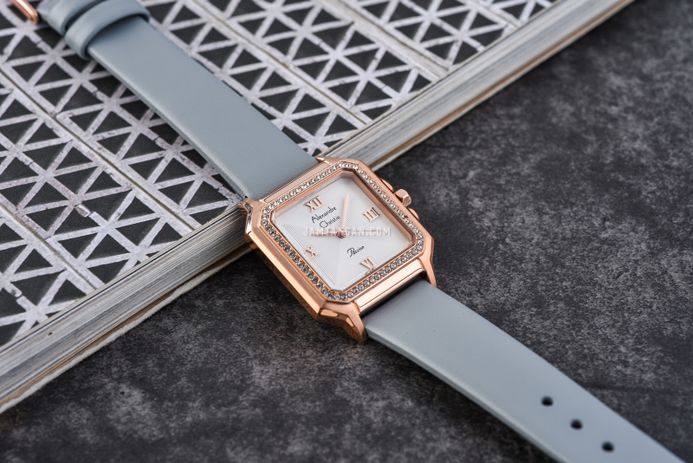 Alexandre Christie Passion AC 2B32 LH LRGSLGR Ladies Silver Dial Grey Leather Strap