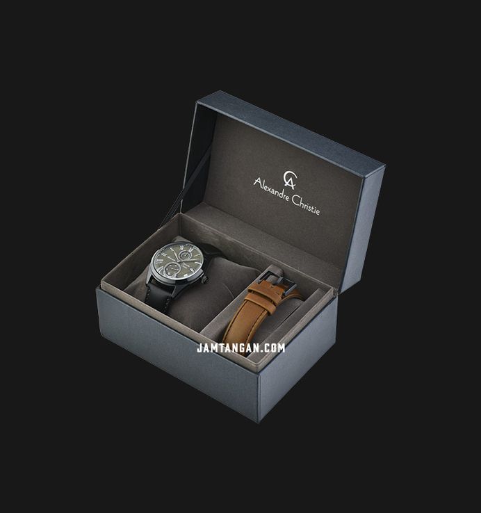 Alexandre Christie Automatic AC 3040 MA LIPGN Men Green Dial Black Leather Strap + Extra Strap