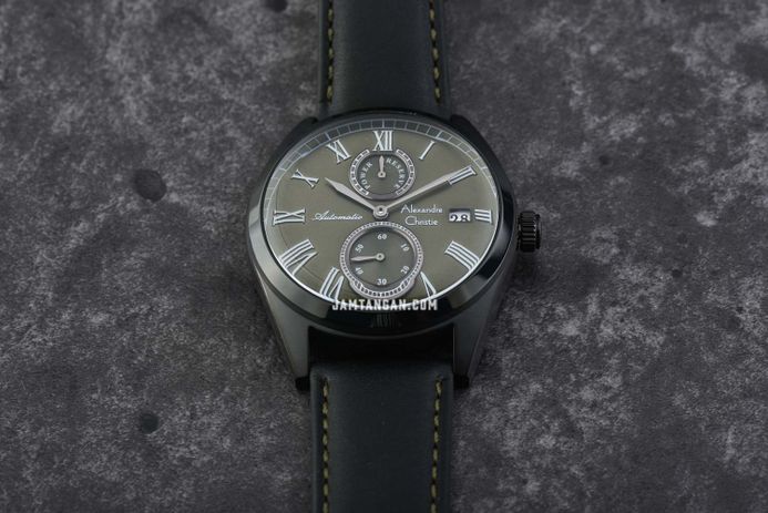 Alexandre Christie Automatic AC 3040 MA LIPGN Men Green Dial Black Leather Strap + Extra Strap