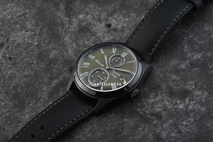 Alexandre Christie Automatic AC 3040 MA LIPGN Men Green Dial Black Leather Strap + Extra Strap