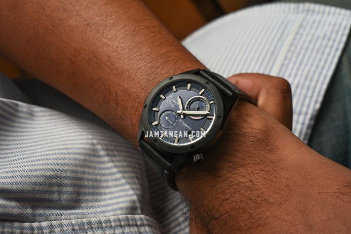 Alexandre Christie Automatic AC 3046 MA LIPBU Men Blue Dial Black Leather Strap