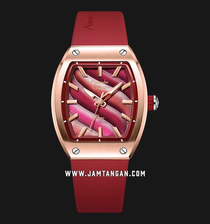 Alexandre Christie Passion AC 5001 LH RTRRE Ladies Multicolor Dial Red Rubber Strap