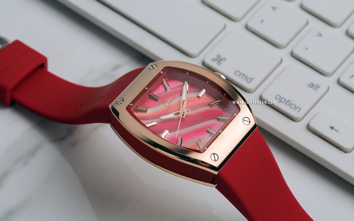 Alexandre Christie Passion AC 5001 LH RTRRE Ladies Multicolor Dial Red Rubber Strap