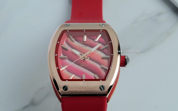 Alexandre Christie Passion AC 5001 LH RTRRE Ladies Multicolor Dial Red Rubber Strap